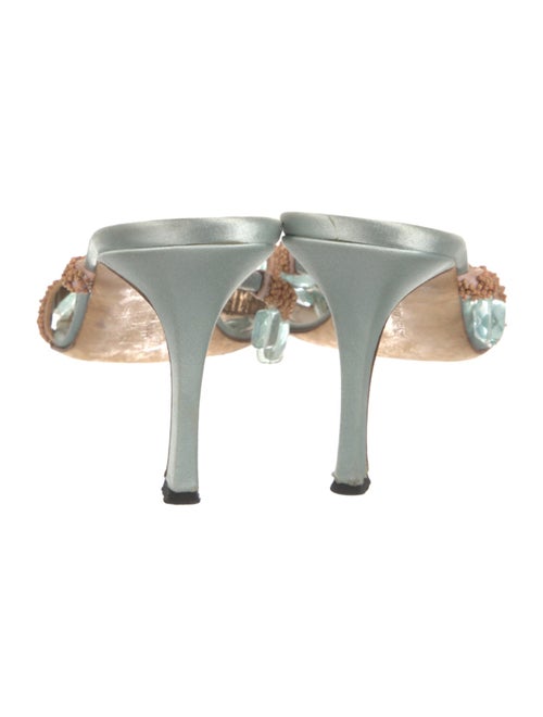 Manolo Blahnik Satin Crystal Embellishments Slides