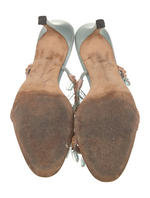 Manolo Blahnik Satin Crystal Embellishments Slides