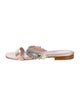 Manolo Blahnik Satin Crystal Embellishments Slides