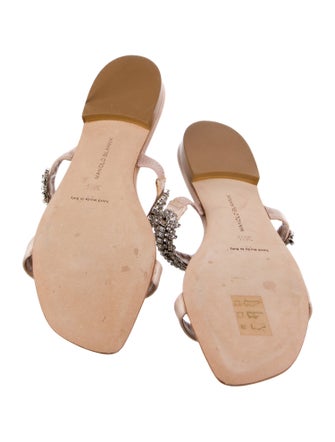 Manolo Blahnik Satin Crystal Embellishments Slides