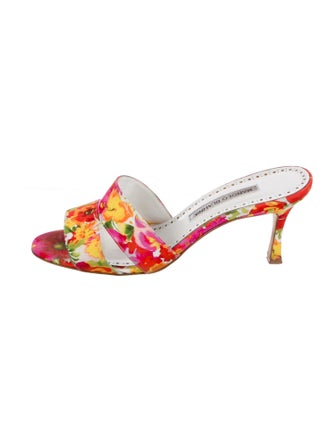 Manolo Blahnik Floral Print Slides