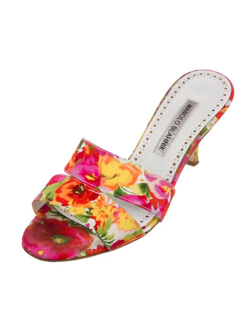 Manolo Blahnik Floral Print Slides