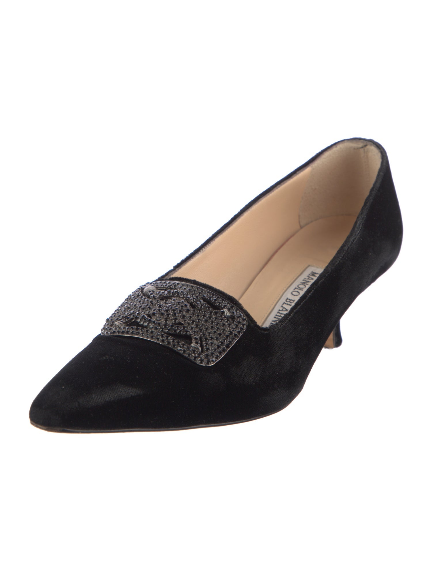 Manolo Blahnik Velvet Crystal Embellishments Pumps