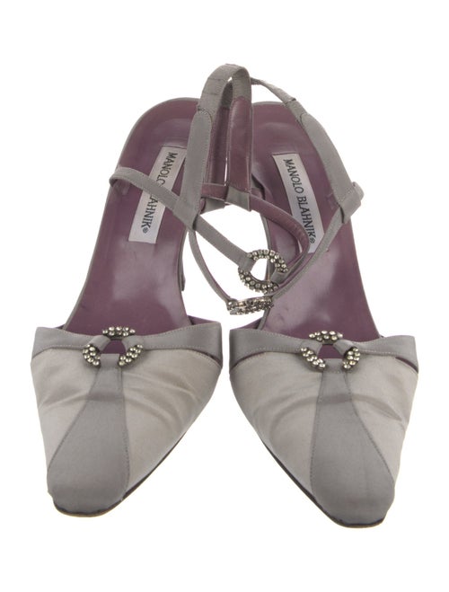 Manolo Blahnik Satin Colorblock Pattern Slingback Pumps