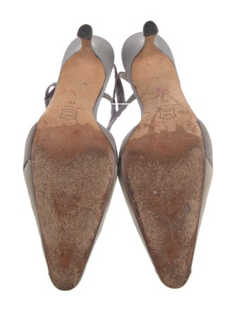 Manolo Blahnik Satin Colorblock Pattern Slingback Pumps