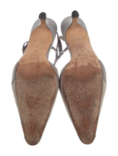 Manolo Blahnik Satin Colorblock Pattern Slingback Pumps