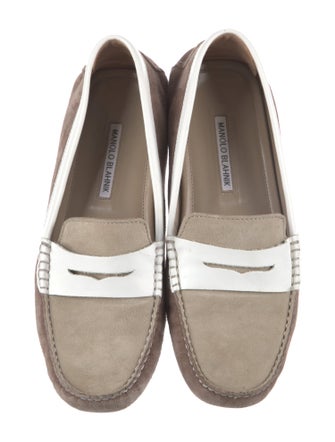 Manolo Blahnik Suede Colorblock Pattern Loafers