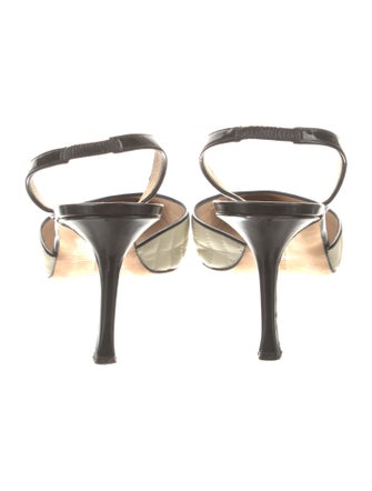 Manolo Blahnik Quilted Pattern Patent Leather Slingback Pumps