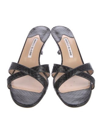 Manolo Blahnik Snakeskin Animal Print Slides