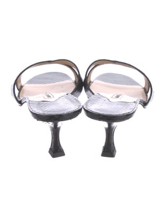 Manolo Blahnik Snakeskin Animal Print Slides