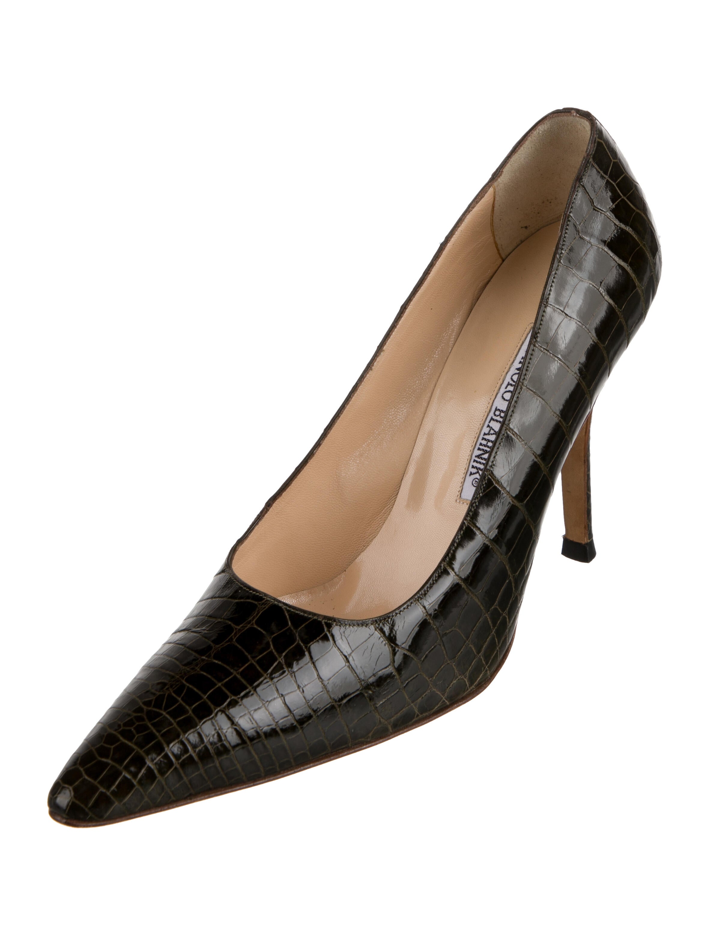 Manolo Blahnik Leather Animal Print Pumps