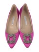Manolo Blahnik Satin Crystal Embellishments Ballet Flats