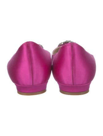 Manolo Blahnik Satin Crystal Embellishments Ballet Flats