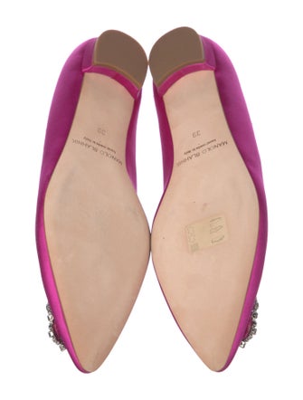 Manolo Blahnik Satin Crystal Embellishments Ballet Flats