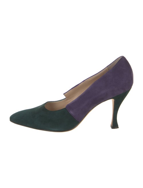 Manolo Blahnik Suede Colorblock Pattern Pumps