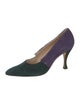 Manolo Blahnik Suede Colorblock Pattern Pumps