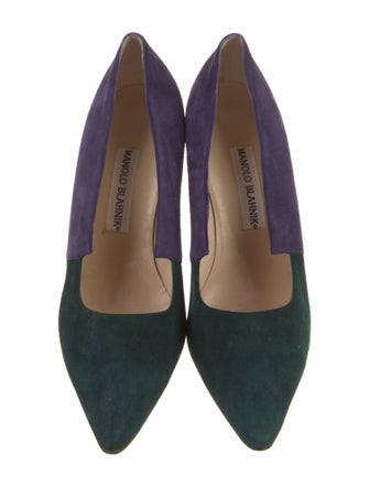 Manolo Blahnik Suede Colorblock Pattern Pumps