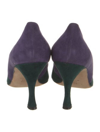 Manolo Blahnik Suede Colorblock Pattern Pumps