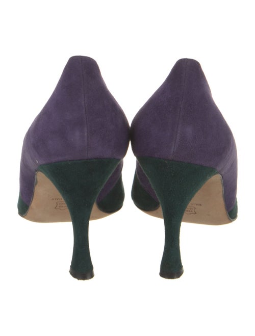 Manolo Blahnik Suede Colorblock Pattern Pumps