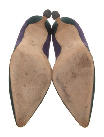 Manolo Blahnik Suede Colorblock Pattern Pumps