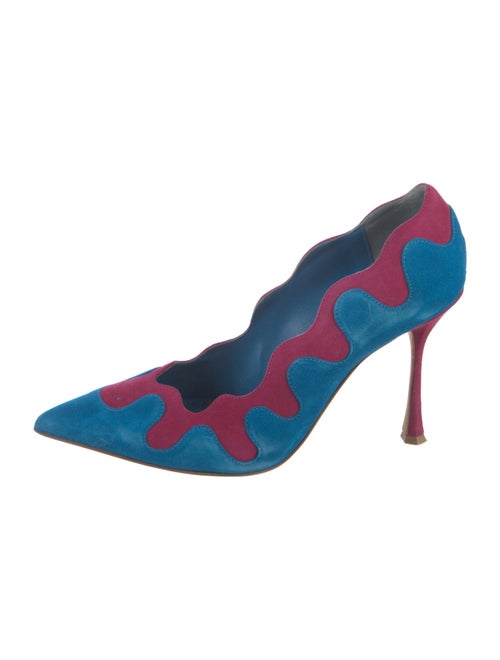 Manolo Blahnik Suede Colorblock Pattern Pumps