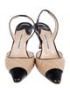 Manolo Blahnik Leather Colorblock Pattern Slingback Pumps