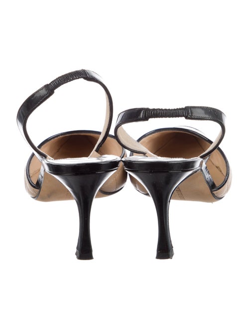 Manolo Blahnik Leather Colorblock Pattern Slingback Pumps