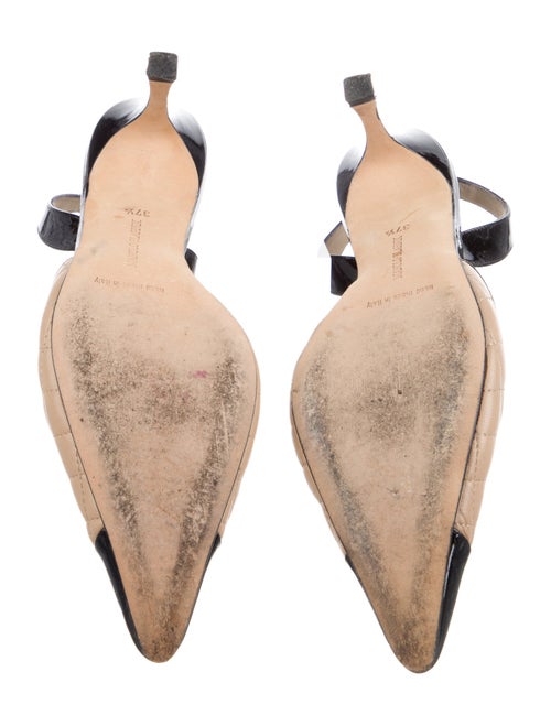 Manolo Blahnik Leather Colorblock Pattern Slingback Pumps