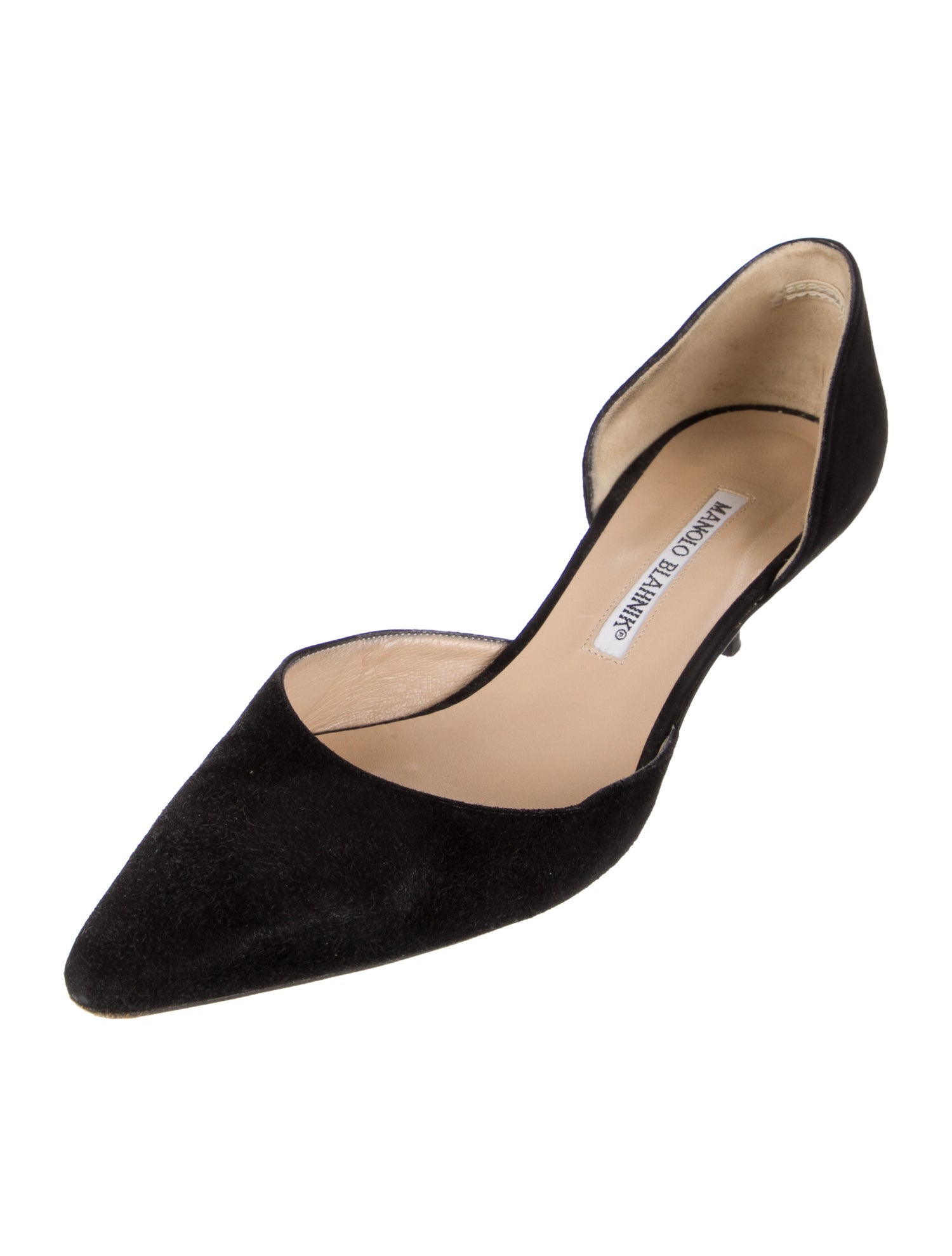 Manolo Blahnik Suede Crystal Embellishments D'Orsay Pumps