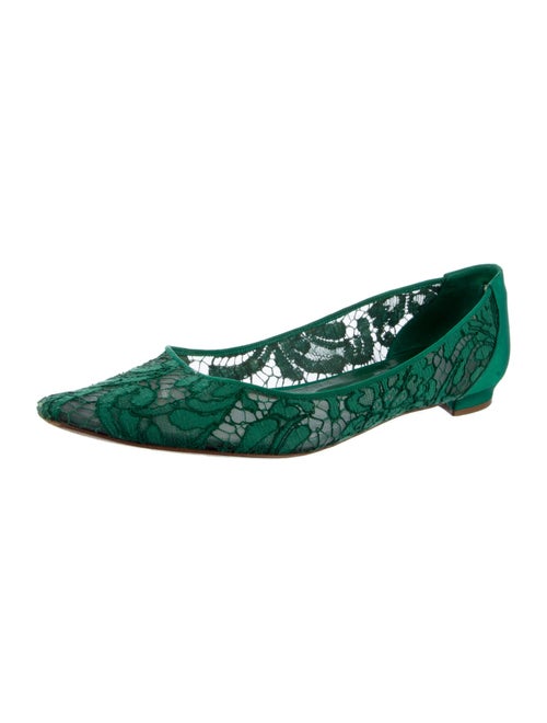 Manolo Blahnik Lace Lace Pattern Ballet Flats