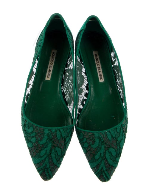 Manolo Blahnik Lace Lace Pattern Ballet Flats