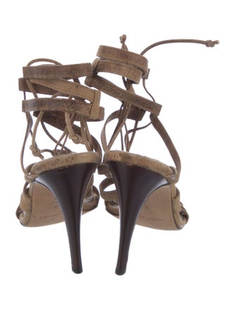 Manolo Blahnik Suede Animal Print Gladiator Sandals