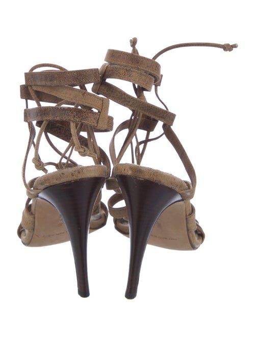 Manolo Blahnik Suede Animal Print Gladiator Sandals