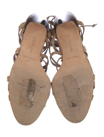 Manolo Blahnik Suede Animal Print Gladiator Sandals