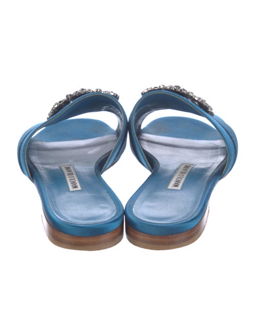 Manolo Blahnik Satin Crystal Embellishments Slides