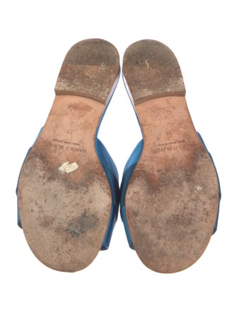 Manolo Blahnik Satin Crystal Embellishments Slides