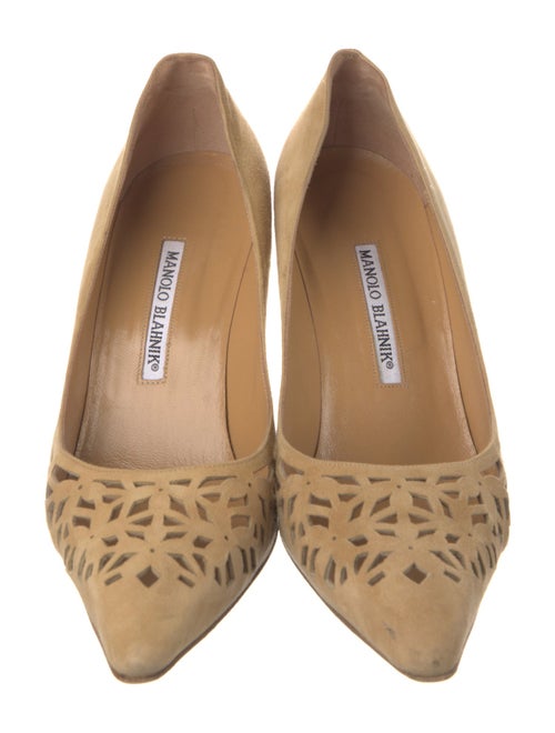 Manolo Blahnik Suede Lasercut Accents Pumps