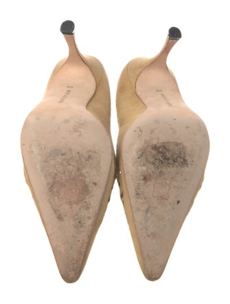 Manolo Blahnik Suede Lasercut Accents Pumps