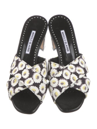 Manolo Blahnik Floral Print Slides