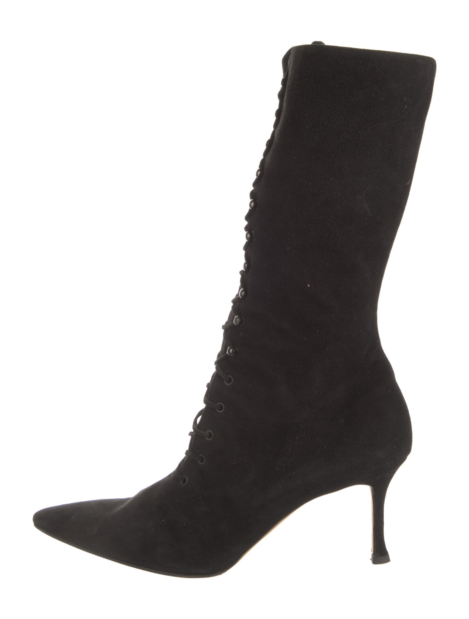 Manolo Blahnik Suede Lace-Up Boots