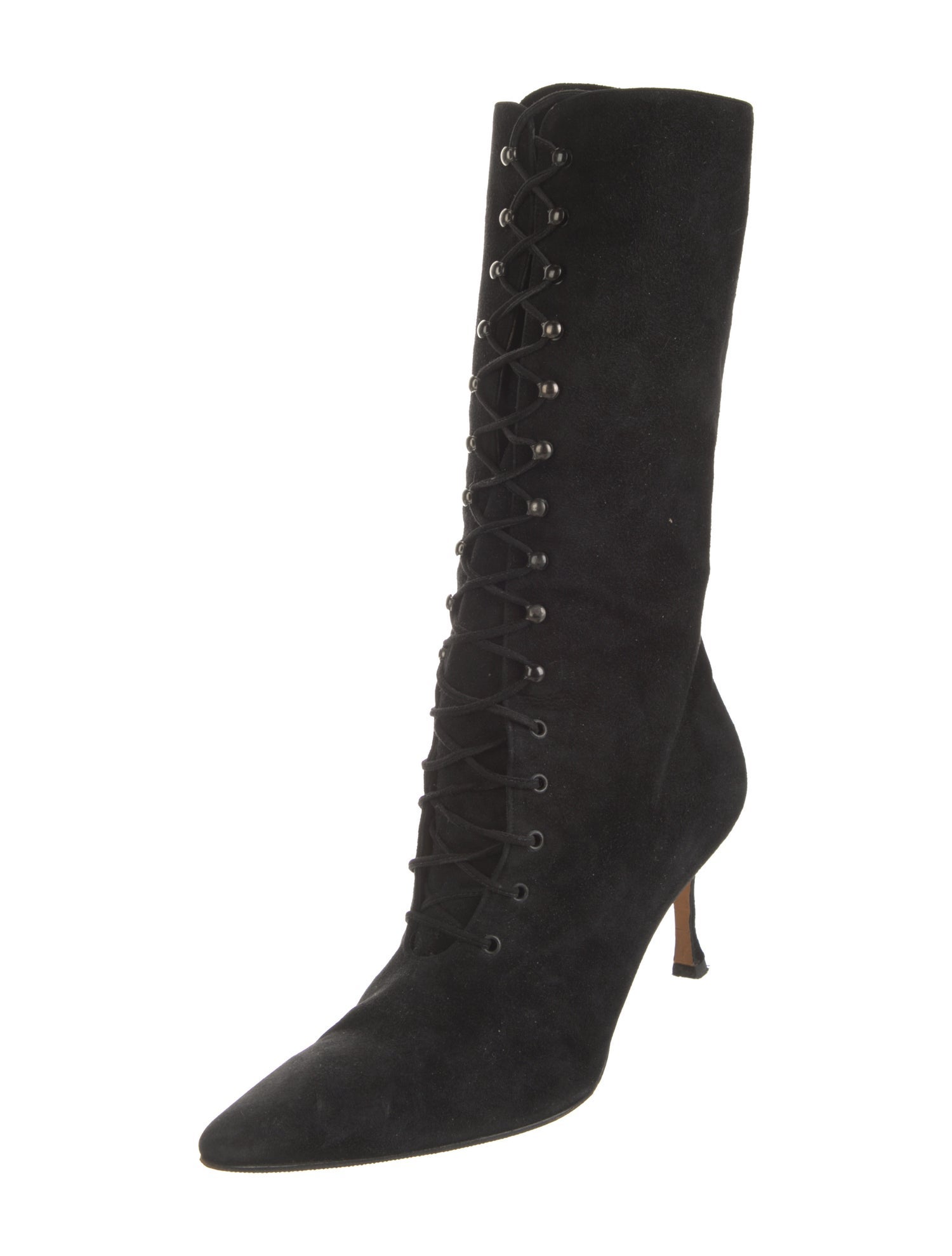 Manolo Blahnik Suede Lace-Up Boots