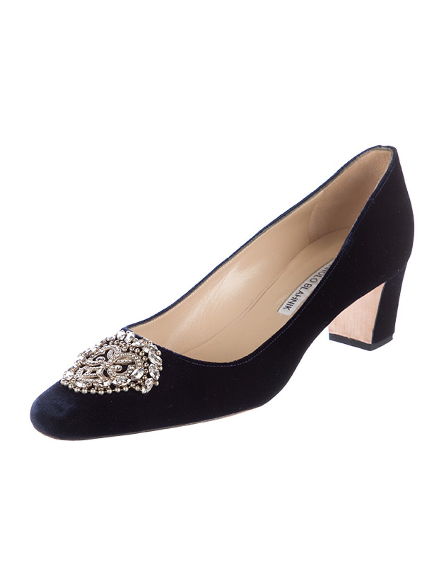 Manolo Blahnik Velvet Crystal Embellishments Pumps