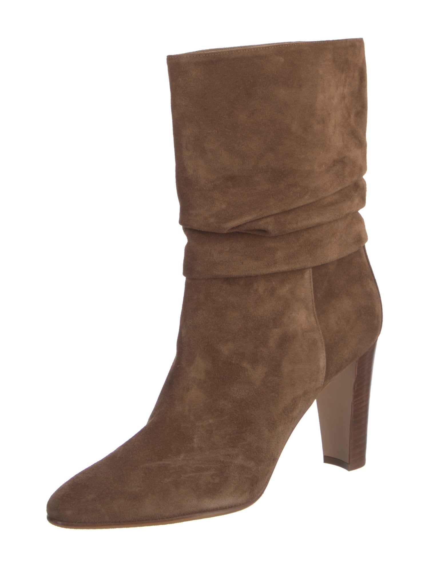 Manolo Blahnik Suede Leather Trim Embellishment Slouch Boots