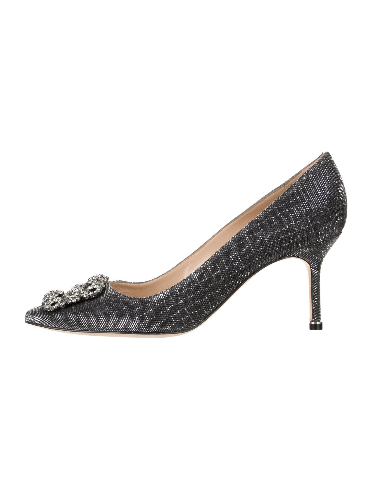 Manolo Blahnik Leather Crystal Embellishments Pumps