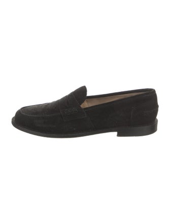 Manolo Blahnik Suede Leather Trim Embellishment Loafers