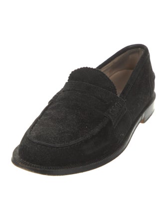 Manolo Blahnik Suede Leather Trim Embellishment Loafers