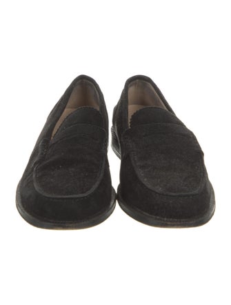 Manolo Blahnik Suede Leather Trim Embellishment Loafers