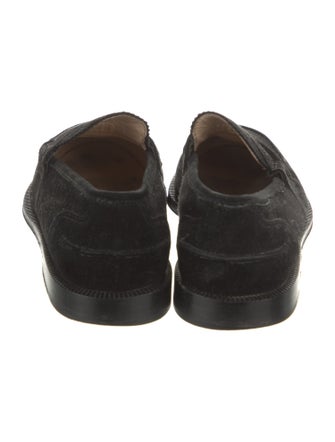 Manolo Blahnik Suede Leather Trim Embellishment Loafers