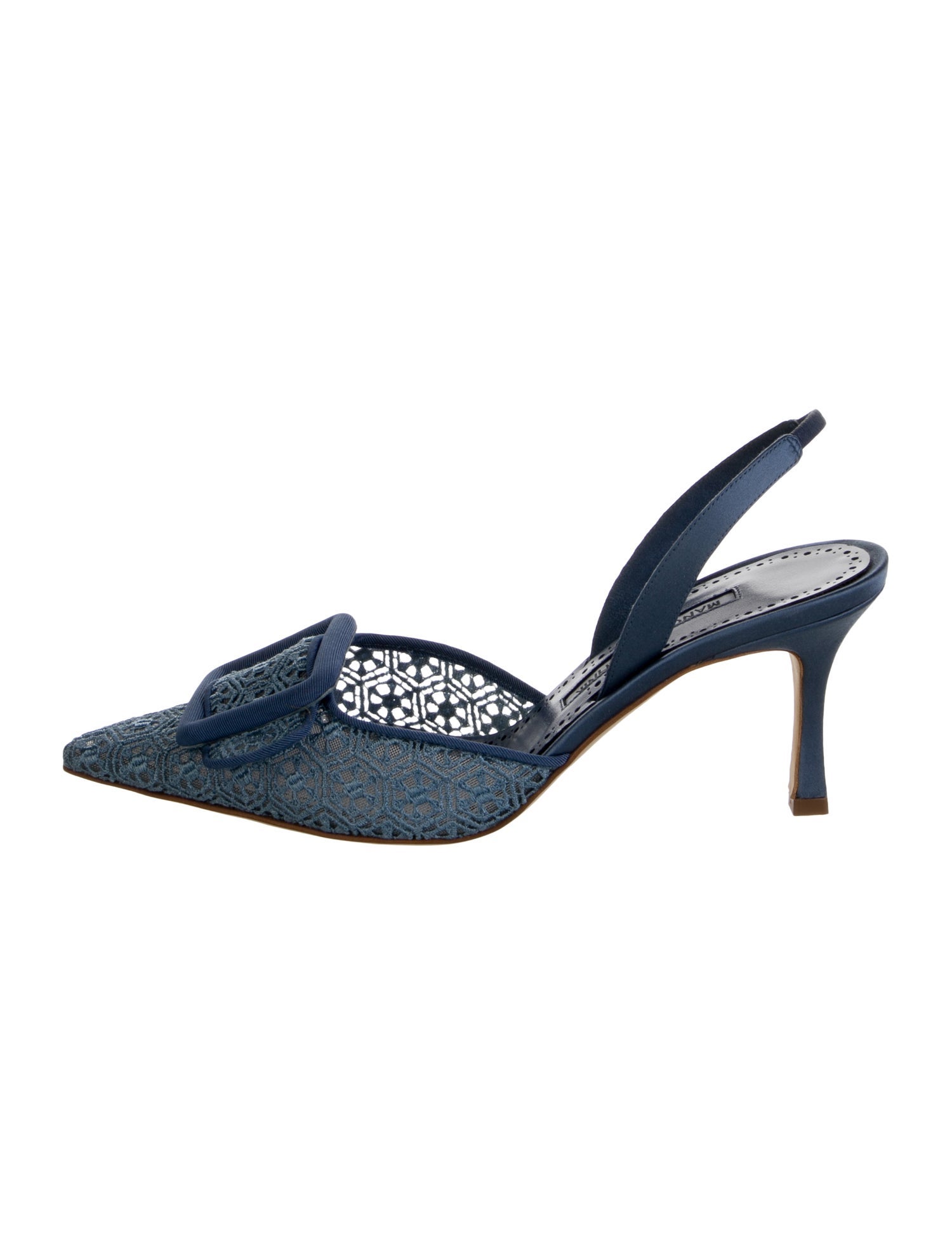 Manolo Blahnik Lace Lace Pattern Slingback Pumps