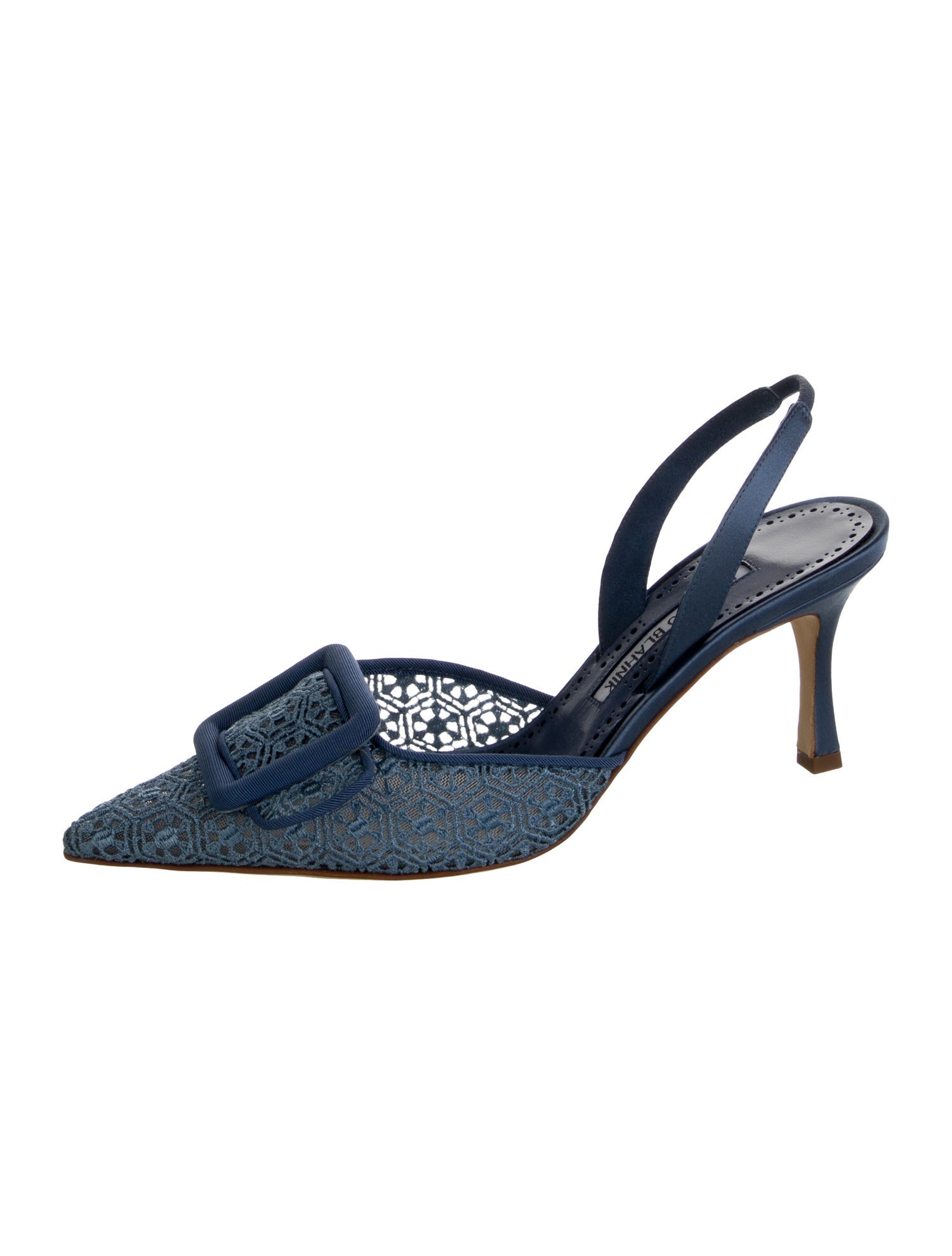 Manolo Blahnik Lace Lace Pattern Slingback Pumps